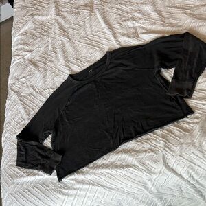Aerie  Women's Black Crew Neck Long Sleeve Tee Size Medium